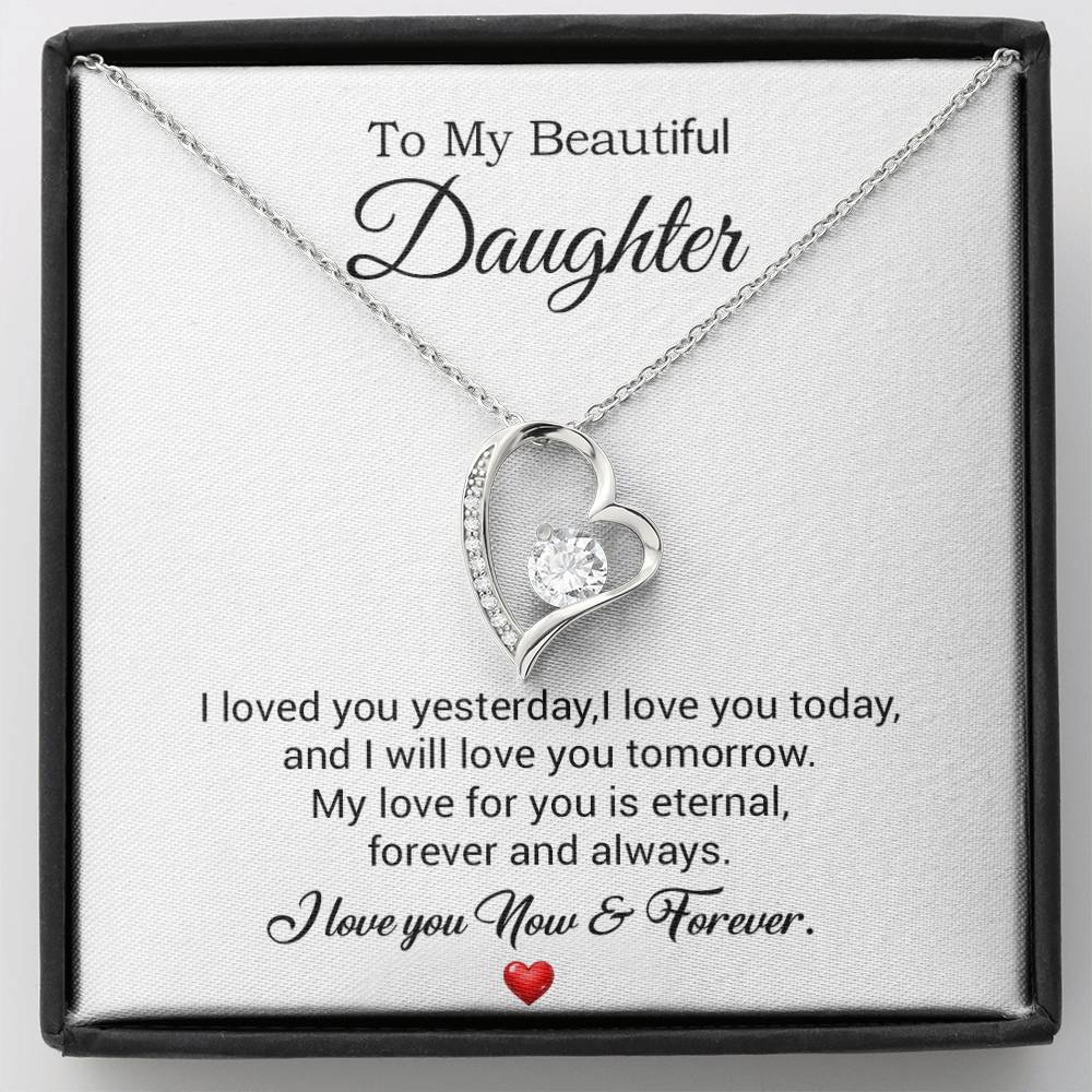 To My Daughter Necklace, Gift For Daughter From Dad, Daughter Father Necklace 30_7_White