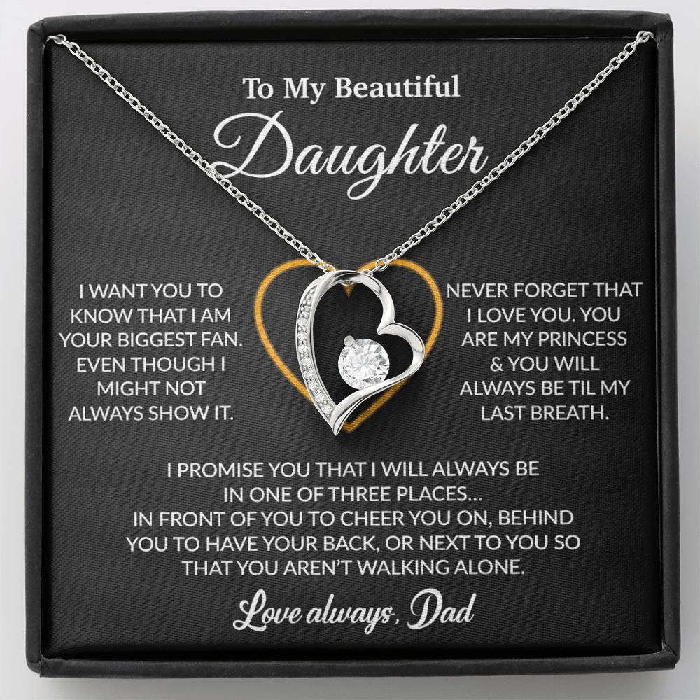 To My Daughter Necklace, Gift for Daughter from Dad, Father Daughter Necklace 17_6_Black