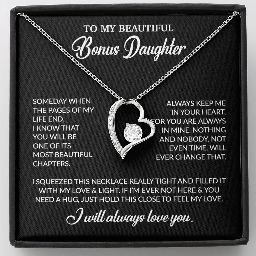 To My Bonus Daughter Necklace, Gift for Bonus Daughter, Step Daughter Birthday 25_11_Black