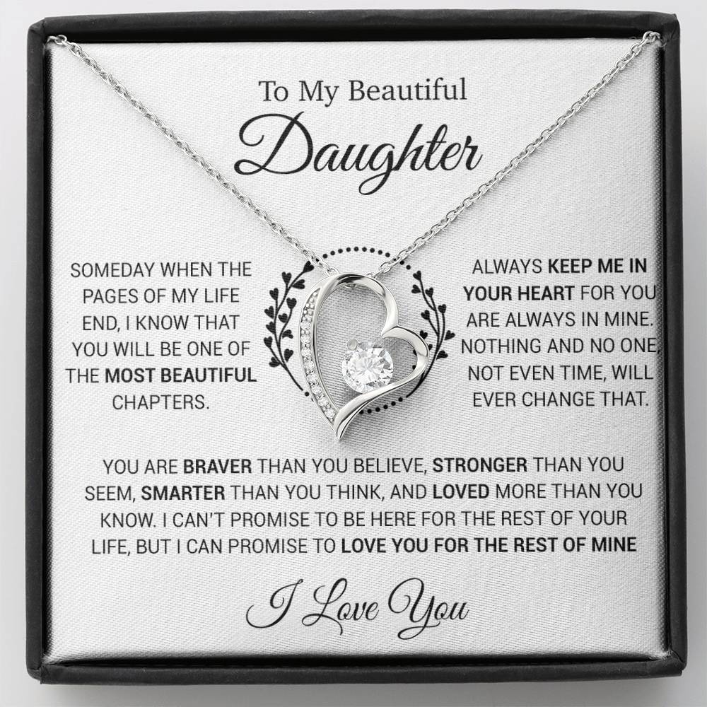To My Daughter Necklace, Gift for Daughter from Dad, Daughter Father Necklace 15_12_White