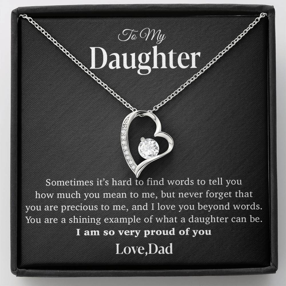 To My Daughter Necklace, Gift for Daughter from Dad, Father Daughter Necklace 12_4_Black