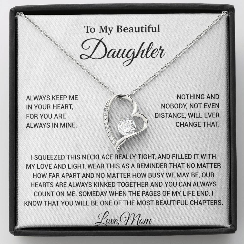 To My Daughter Necklace, Daughter Mother Necklace, Daughter Gift From Mom 9_6_White