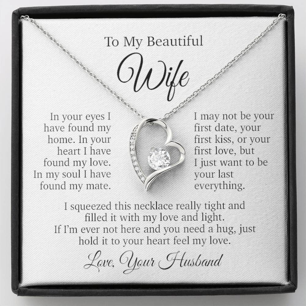 To My Wife Necklace, Gift From Husband, Anniversary Gifts Wife_White