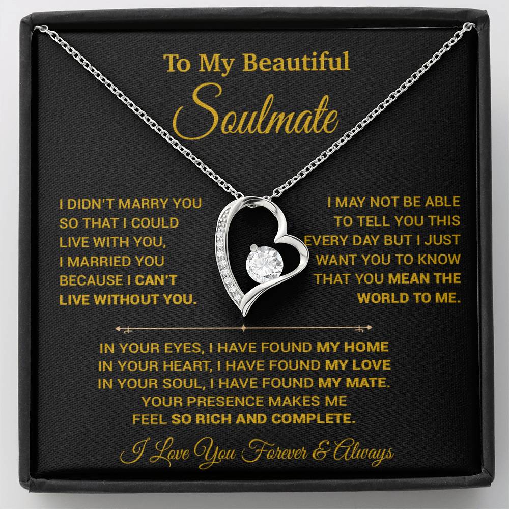 To My Soulmate Necklace, Gift For Wife, Soulmate Gift, Birthday Gift For Her