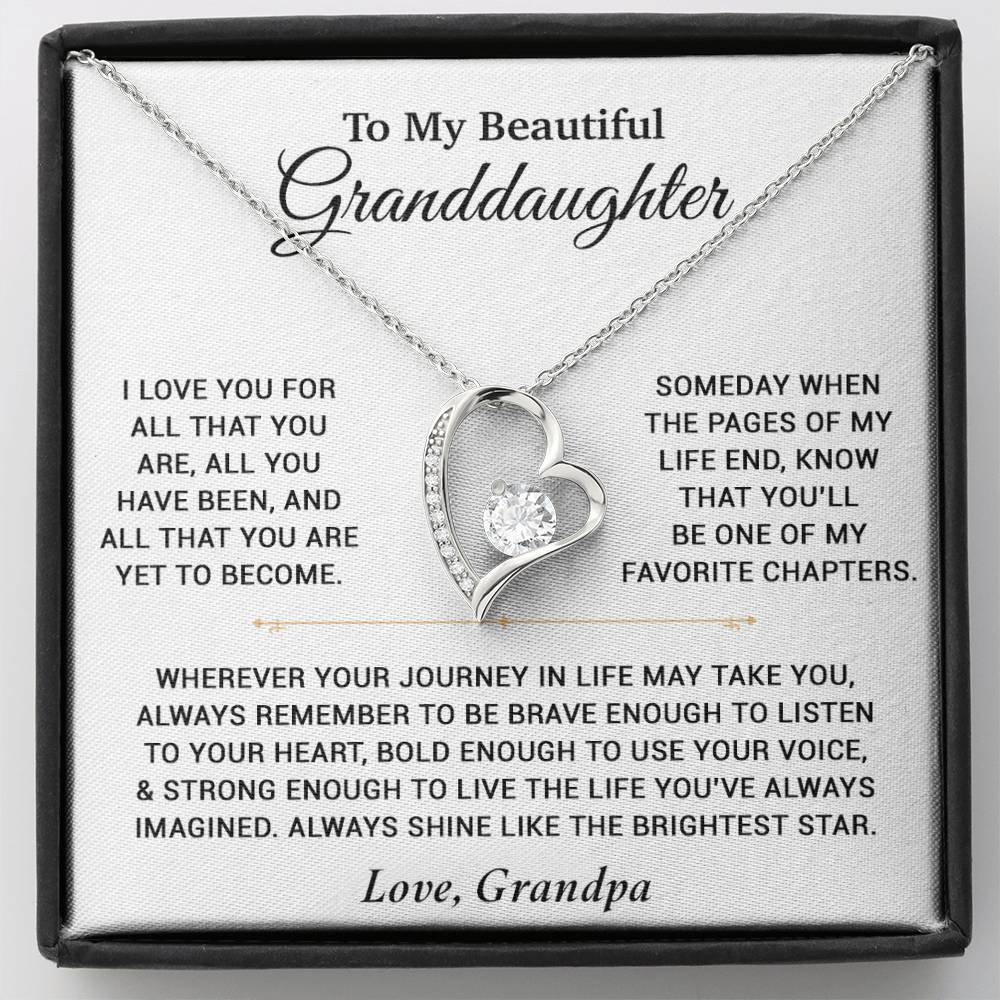 To My Granddaughter Necklace, Birthday Gift For Granddaughter, Birthday Gifts 12_6_White