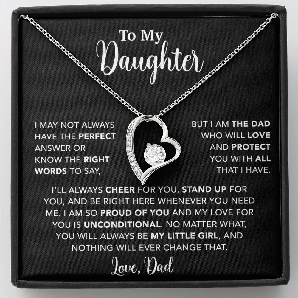 To My Daughter Necklace, Gift for Daughter from Dad, Father Daughter Necklace  15_6_Black