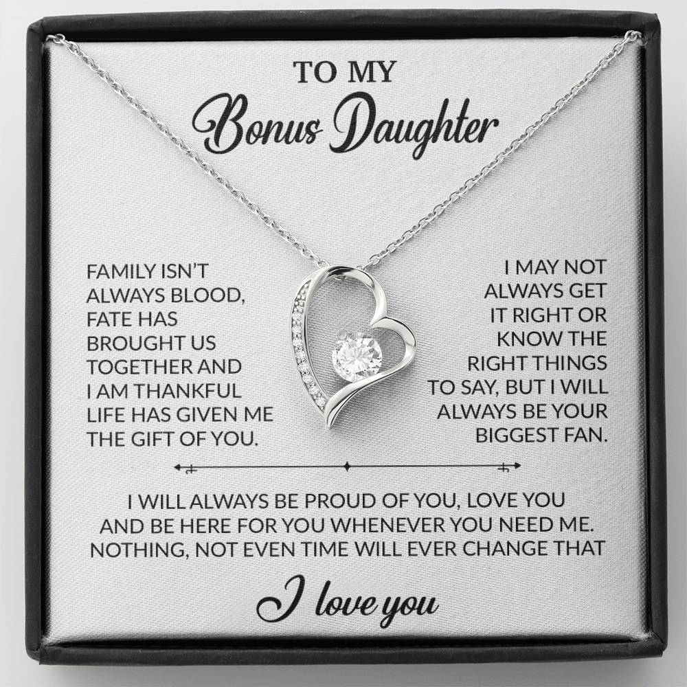 To My Bonus Daughter Necklace, Gift for Bonus Daughter, Step Daughter Birthday 20_2_White