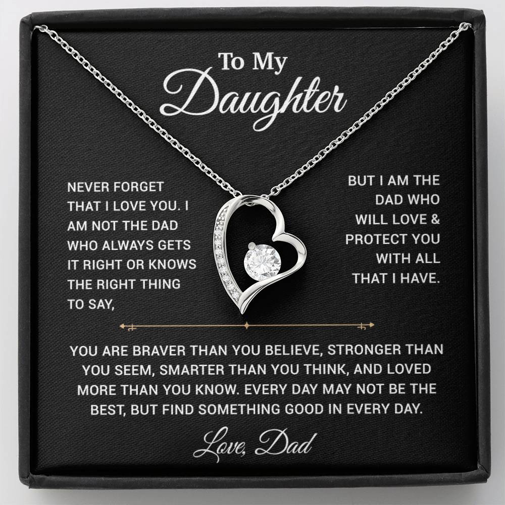 To My Daughter Necklace, Gift for Daughter from Dad, Father Daughter Necklace 25_3_Black