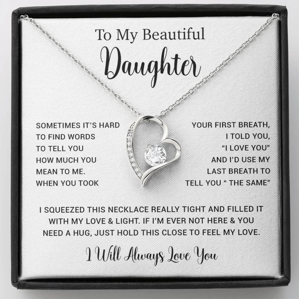 To My Daughter Necklace, Gift for Daughter from Dad, Father Daughter Necklace  11_5_White