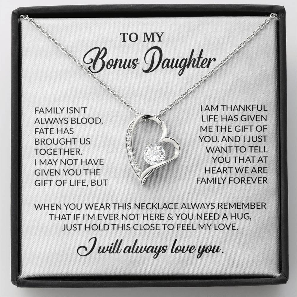 To My Bonus Daughter Necklace, Gift for Bonus Daughter, Step Daughter Birthday 2_10_White