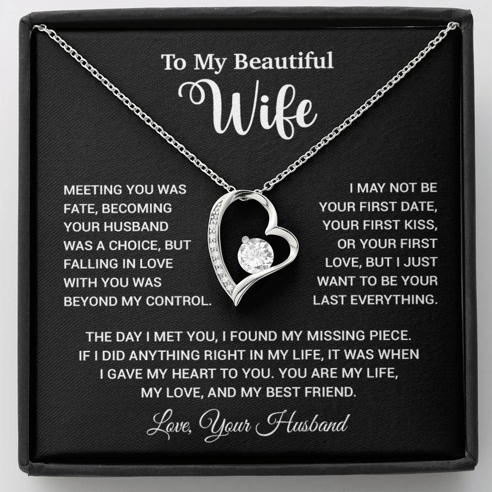 To My Wife Necklace, Wife Gift From Husband, Wife Husband Necklace, Christmas Gift 13_10_Black
