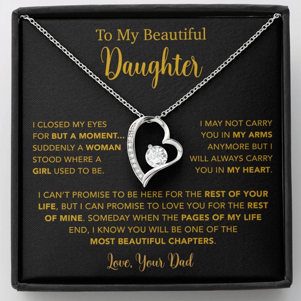 To My Daughter Necklace, Gift for Daughter from Dad, Father Daughter Necklace  22_5_Gold