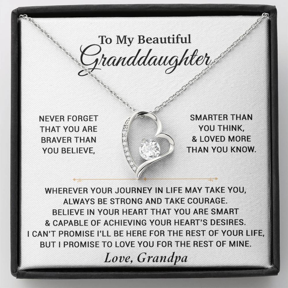 To My Granddaughter Necklace, Birthday Gift For Granddaughter, Birthday Gifts 9_6_White