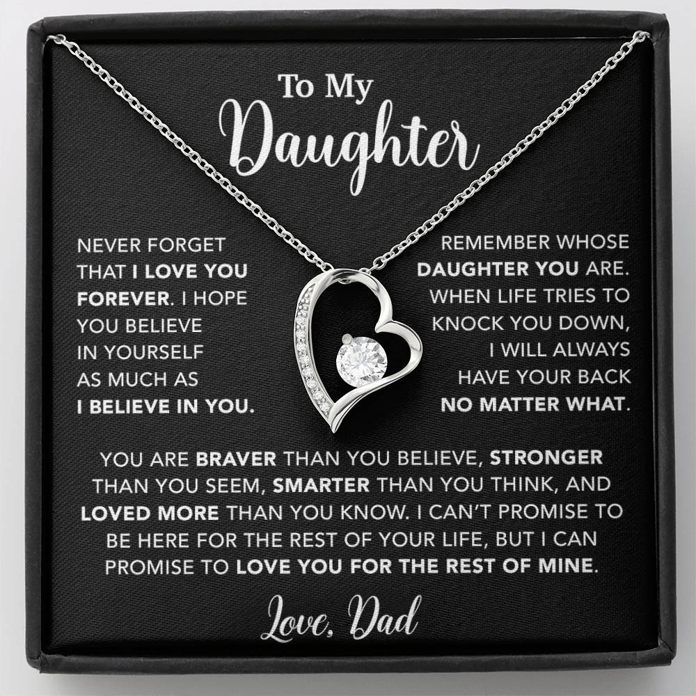 To My Daughter Necklace, Gift for Daughter from Dad, Father Daughter Necklace 7_4_Black