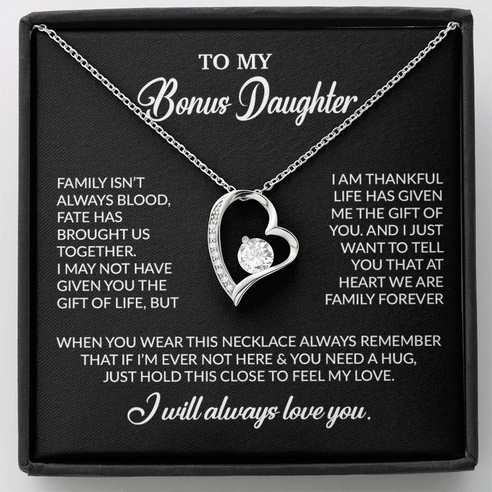 To My Bonus Daughter Necklace, Gift for Bonus Daughter, Step Daughter Birthday 2_10_Black