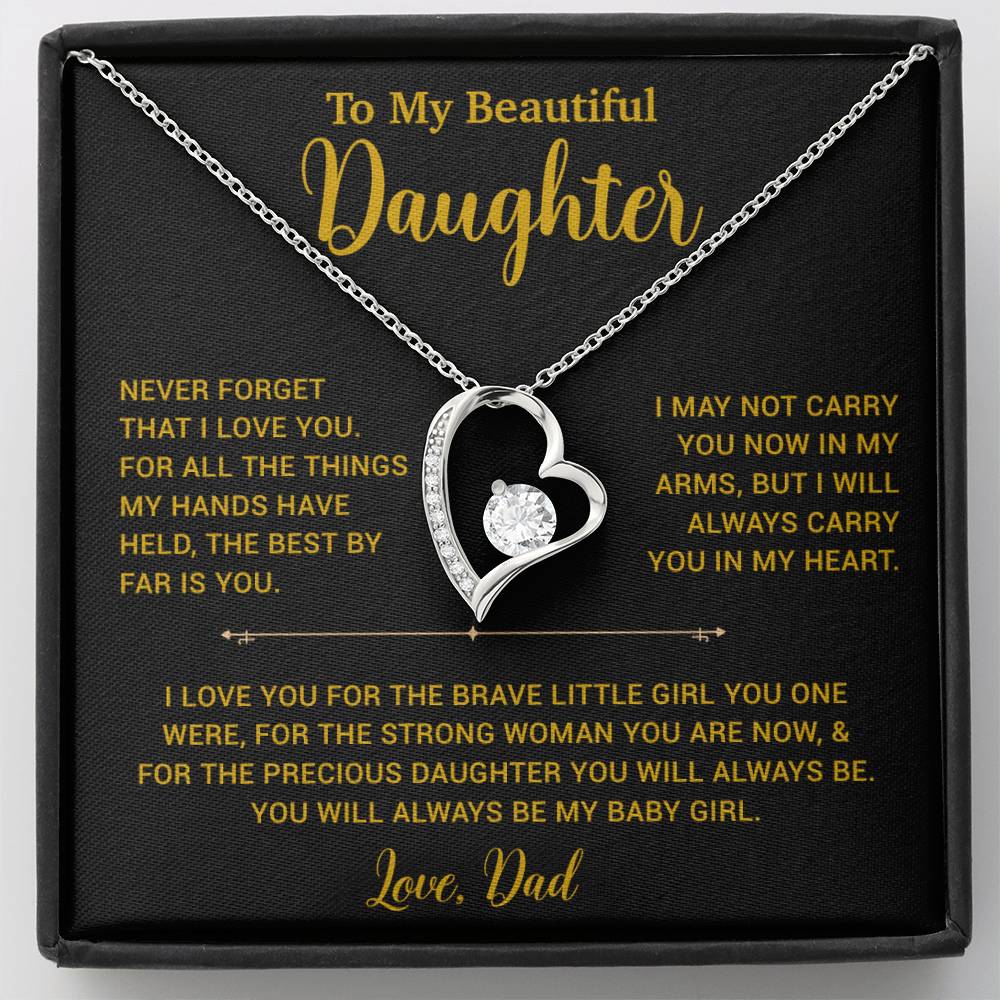 To My Daughter Necklace, Gift for Daughter from Dad, Father Daughter Necklace 14_6_Gold