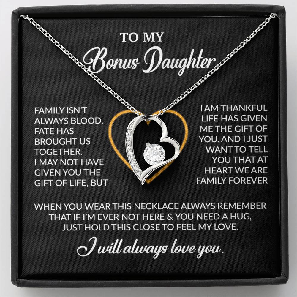 To My Bonus Daughter Necklace, Gift for Bonus Daughter, Step Daughter Birthday 24_12_Black