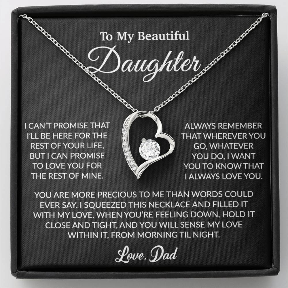 To My Daughter Necklace, Gift for Daughter from Dad, Father Daughter Necklace 8_6_Black