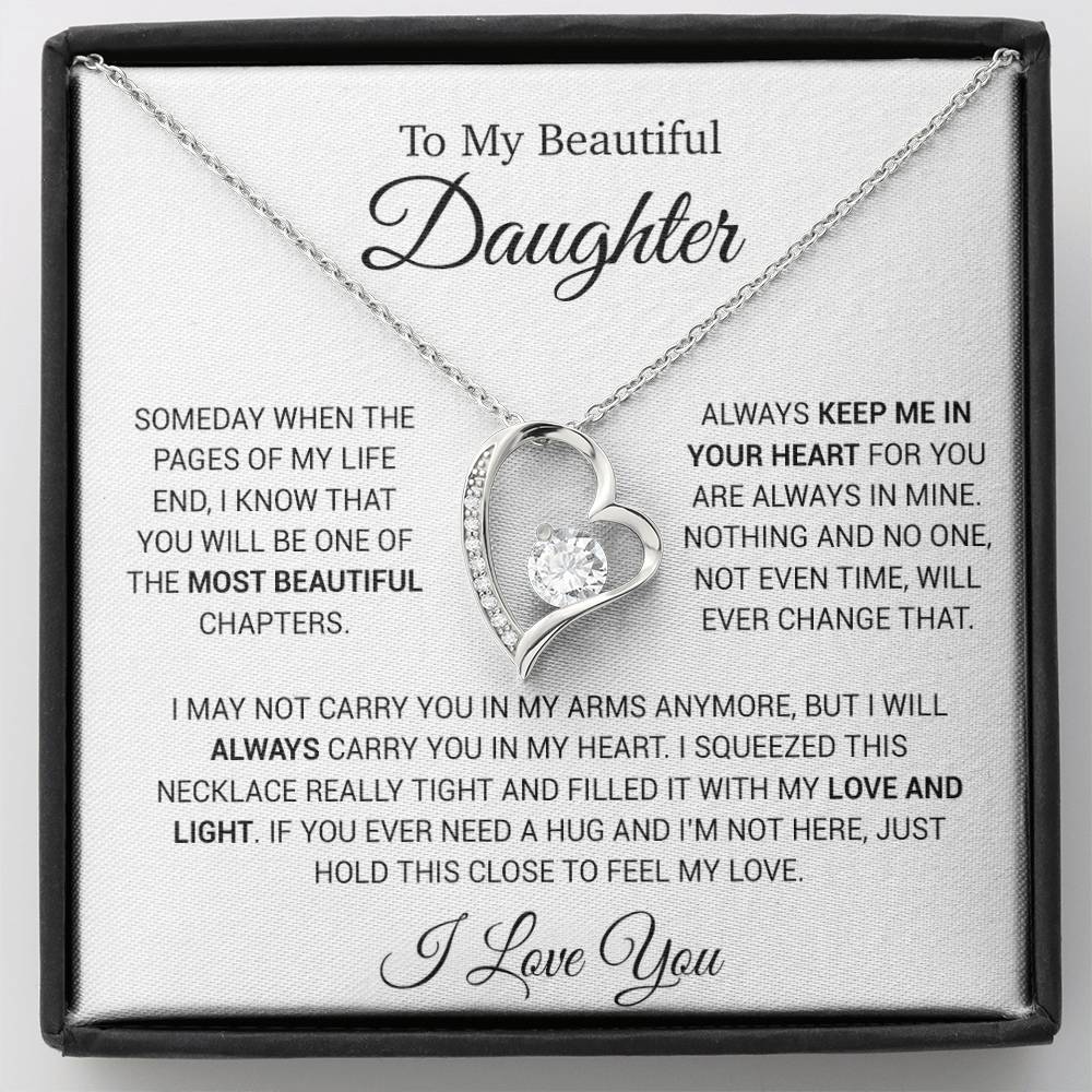 To My Daughter Necklace, Gift for Daughter from Dad, Daughter Father Necklace 14_12_White