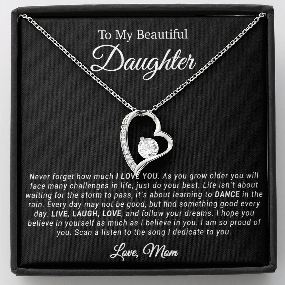 To My Daughter Necklace, Gift for Daughter from mom, Daughter mother Necklace 20_4_Black