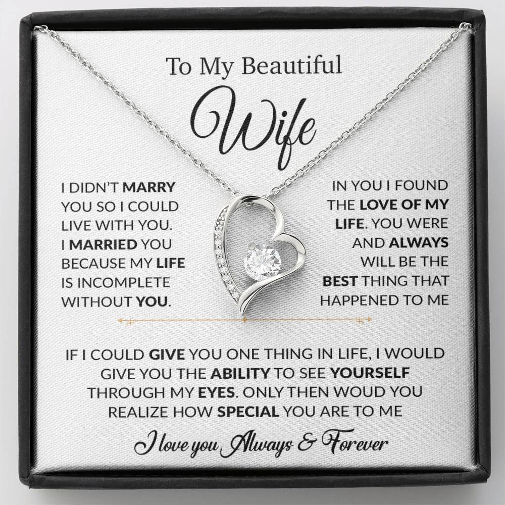 To My Wife Necklace, Gift For Wife, Anniversary Gift For Wife, Necklace For Wife 23_6_White