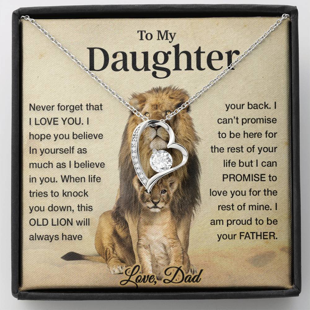 To My Daughter Necklace, Xmas Gift For Daughter From Dad, Daughter Father Lion