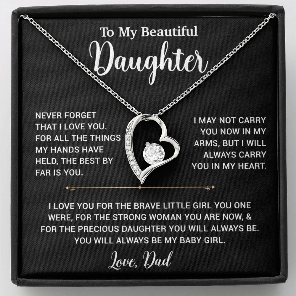 To My Daughter Necklace, Gift for Daughter from Dad, Father Daughter Necklace 14_6_Black