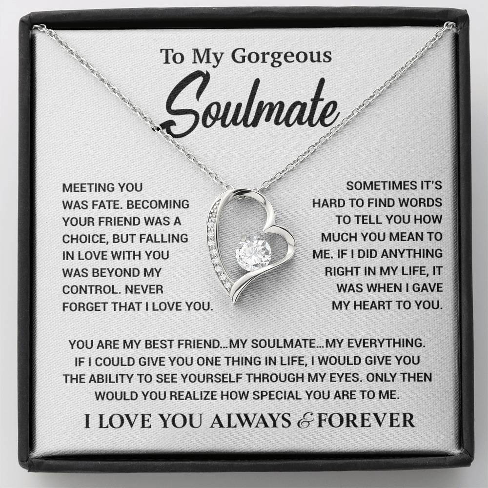 To My Gorgeous Soulmate Necklace, Soulmate Gift, Gift For Girlfriend, Christmas Gift 23_10_White