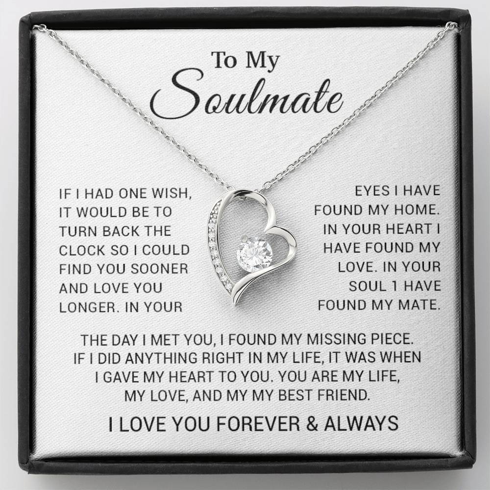 To My Soulmate Necklace, Wife, Girlfriend, Anniversary, Valentine, Birthday Gifts