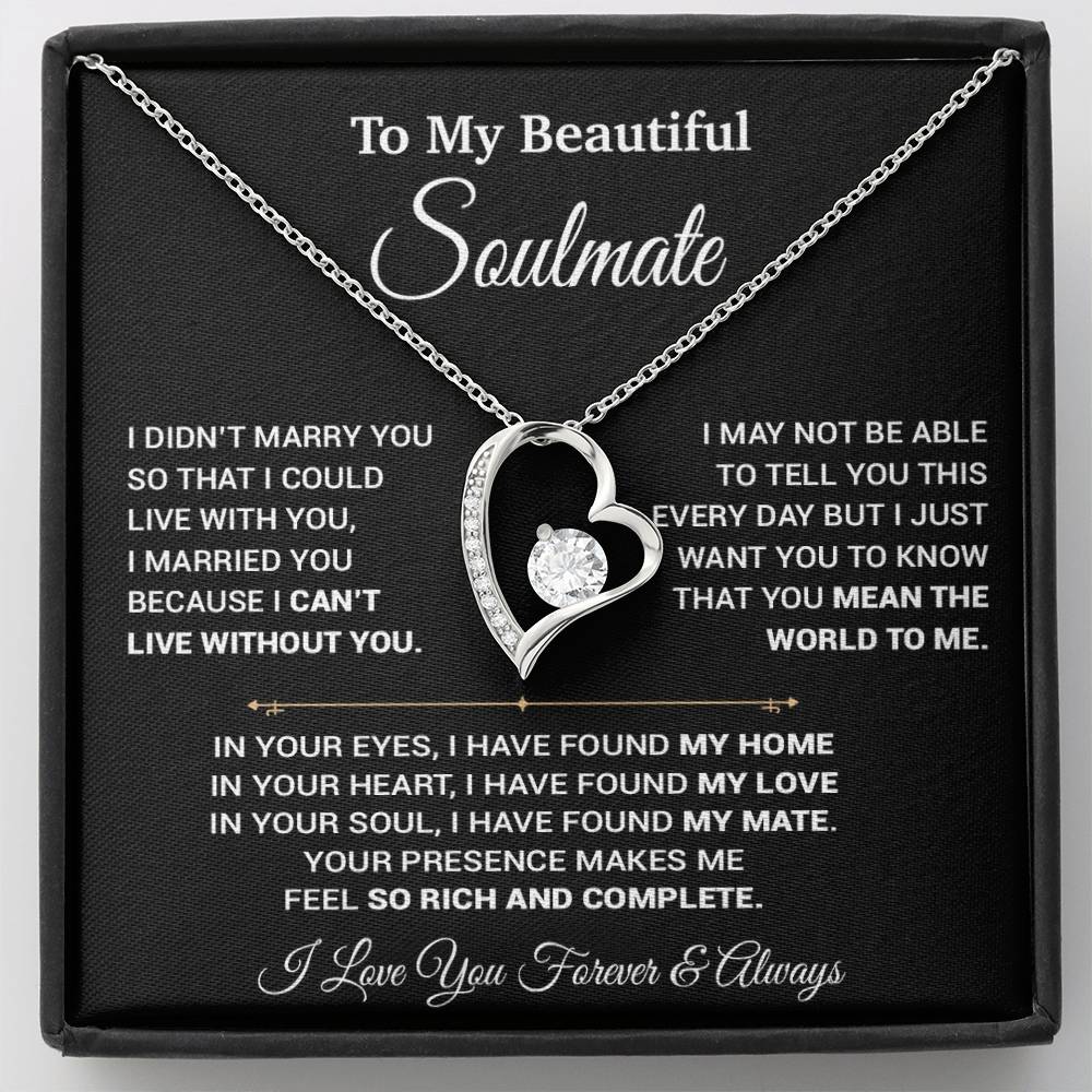 To My Soulmate Necklace, Gift For Wife,Soulmate Gift, Birthday Gift For Her_Black
