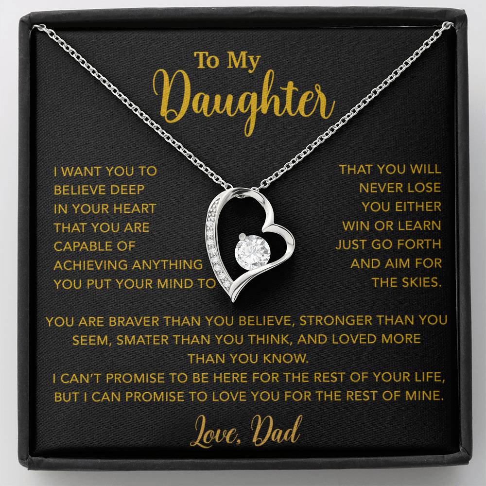 To My Daughter Necklace, Gift for Daughter from Dad, Father Daughter Necklace 18_5_Gold