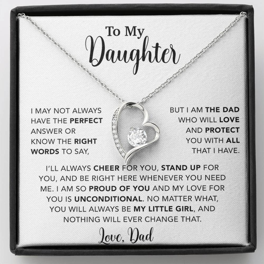 To My Daughter Necklace, Gift for Daughter from Dad, Father Daughter Necklace  15_6_White
