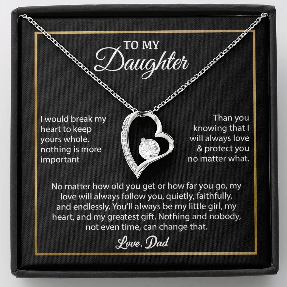 To My Daughter Necklace, Gift for Daughter from Dad, Father Daughter Necklace 4_6_Black
