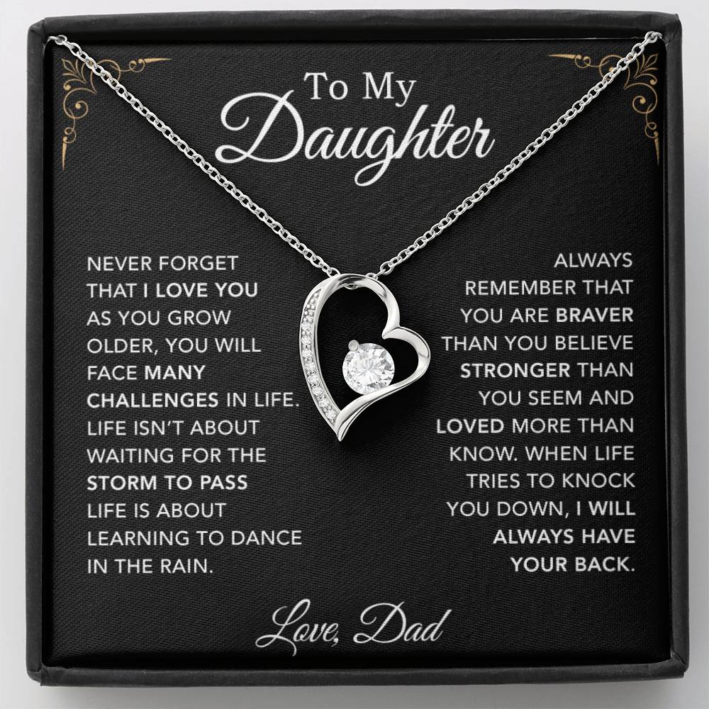 To My Daughter Necklace, Daughter Father Necklace, Daughter Gift From Dad_Black