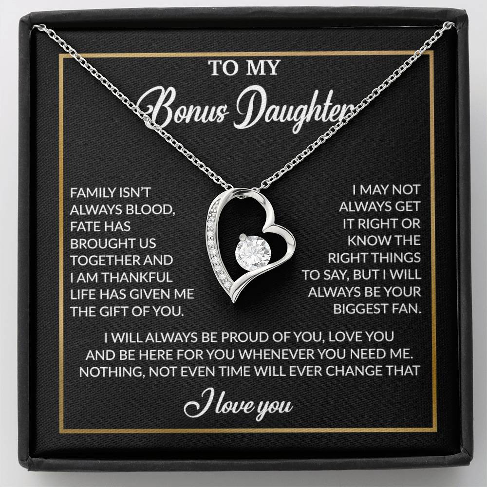 To My Bonus Daughter Necklace, Gift for Bonus Daughter, Step Daughter Birthday 18_4_Black