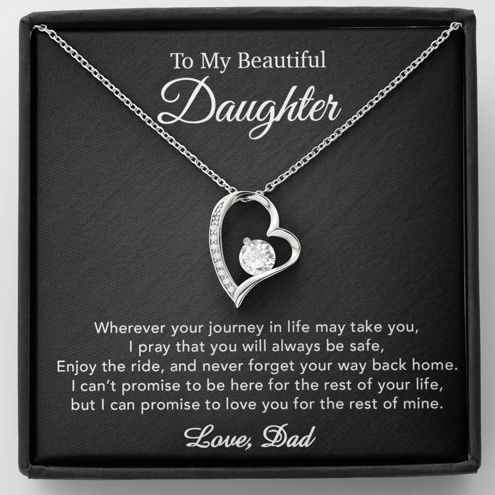 To My Daughter Necklace, Gift for Daughter from Dad, Father Daughter Necklace 21_5_Black