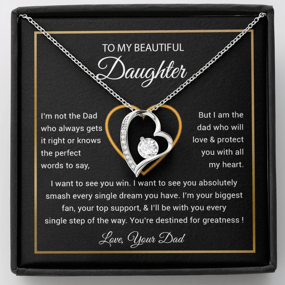 To My Daughter Necklace, Gift for Daughter from Dad, Father Daughter Necklace 9_6_Black
