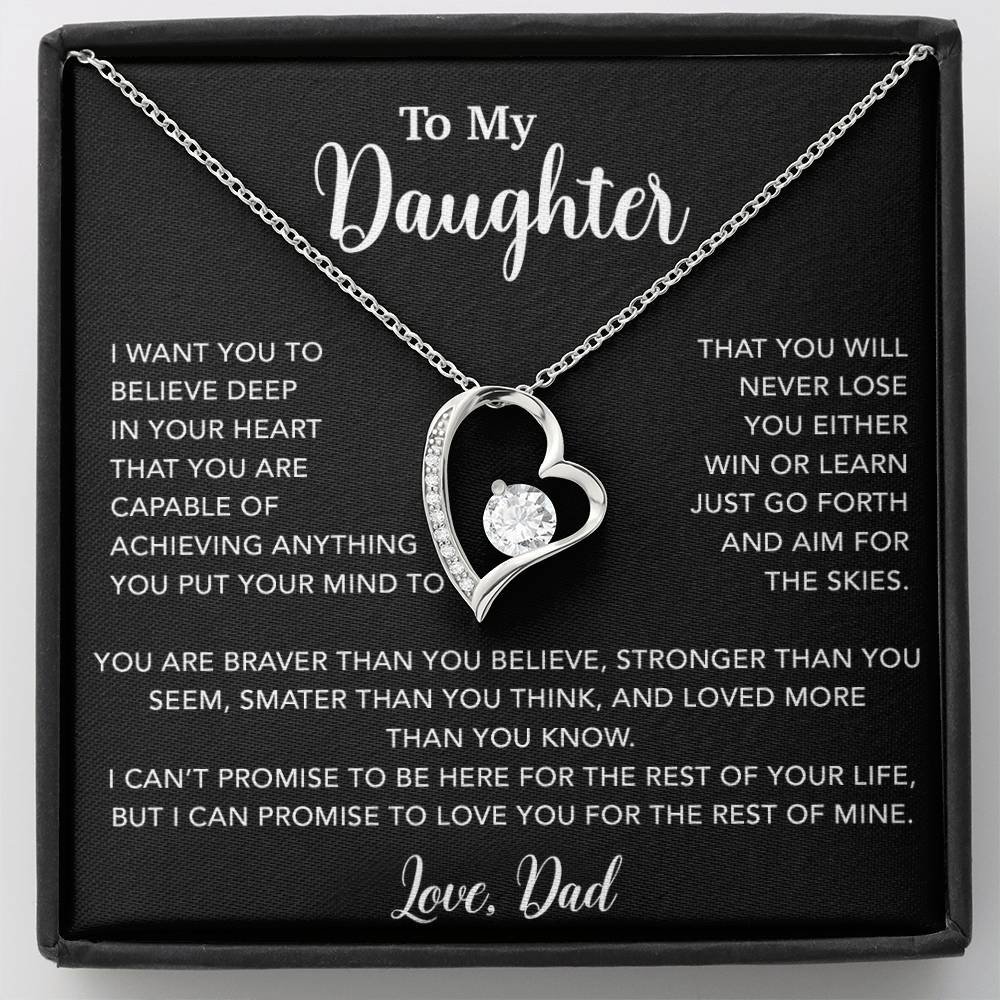 To My Daughter Necklace, Gift for Daughter from Dad, Father Daughter Necklace 18_5_Black