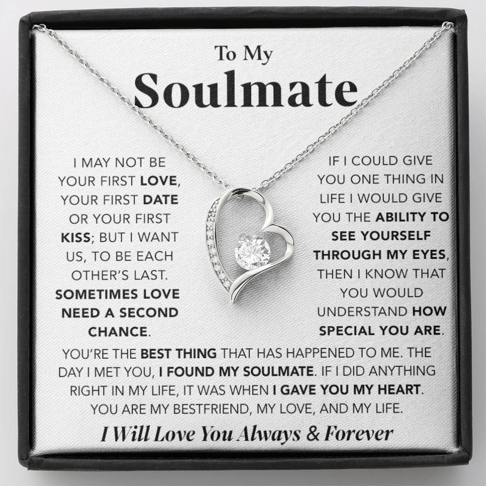 To My Soulmate Necklace Gift For Wife Girlfriend Birthday Anniversary Christmas_White