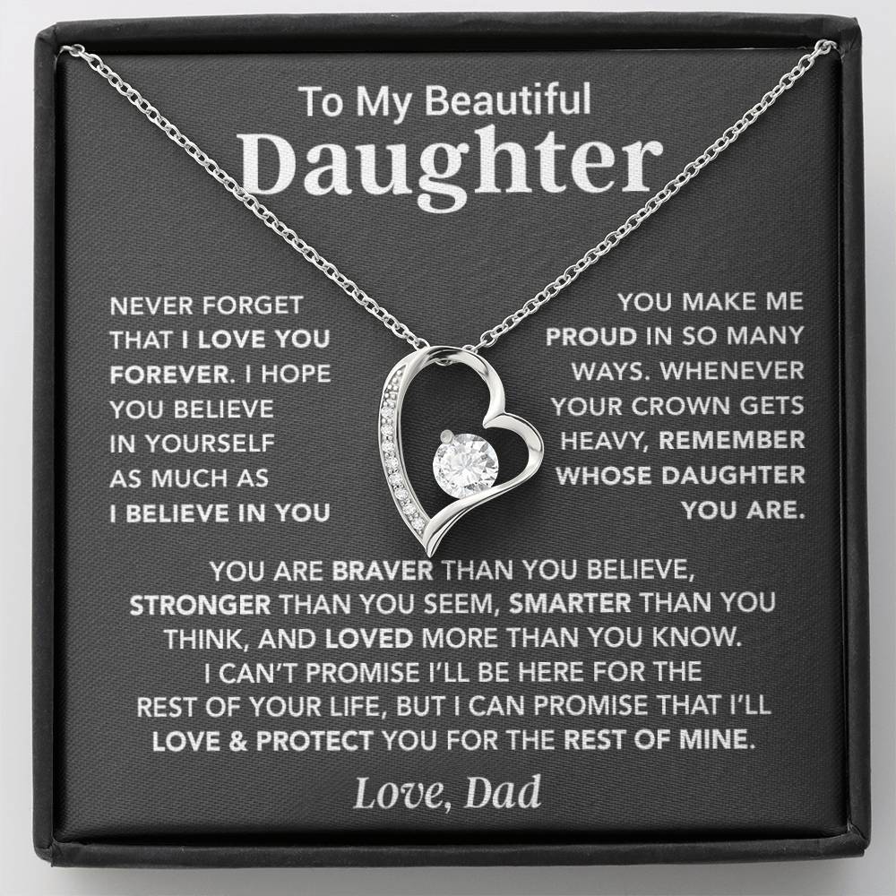 To My Daughter Necklace, Daughter Father Necklace, Daughter Gift From Dad_Gray