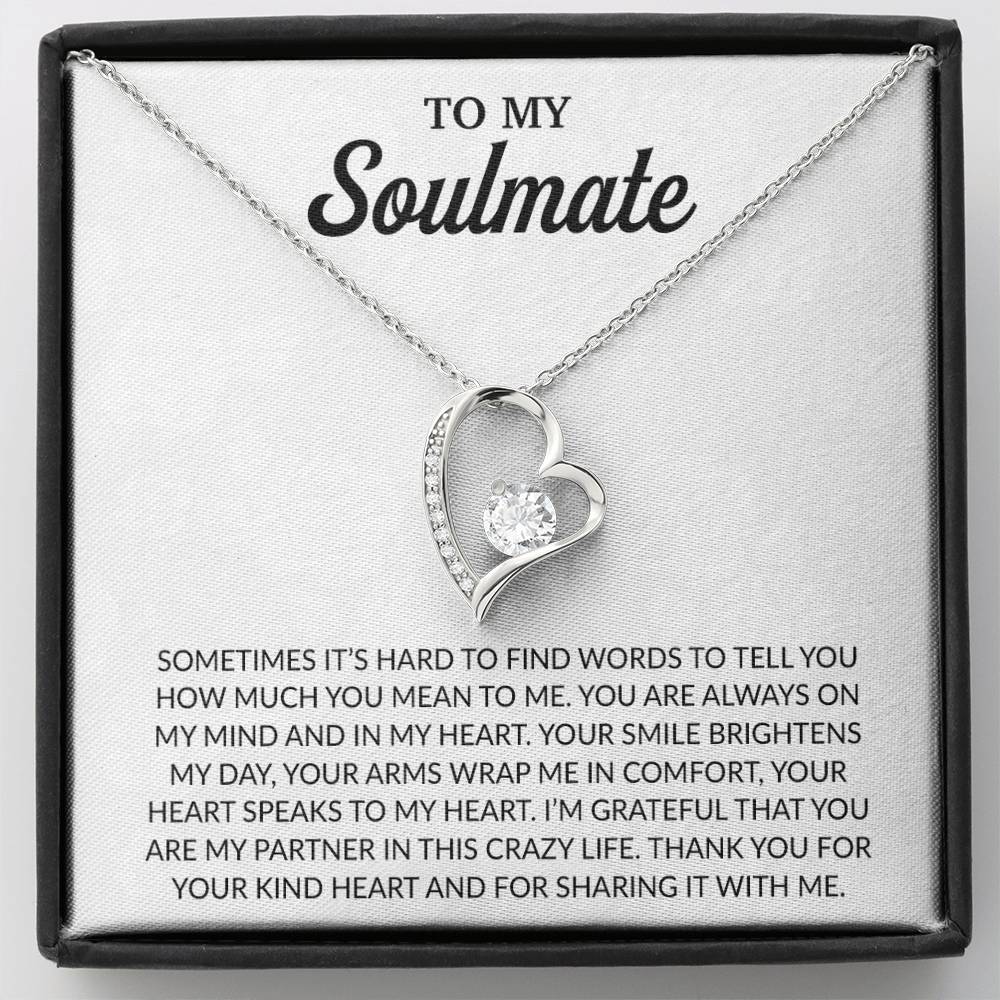 To My Soulmate Necklace, Anniversary Gift for Her, Gifts for Wife, Gifts for Girlfriend_White