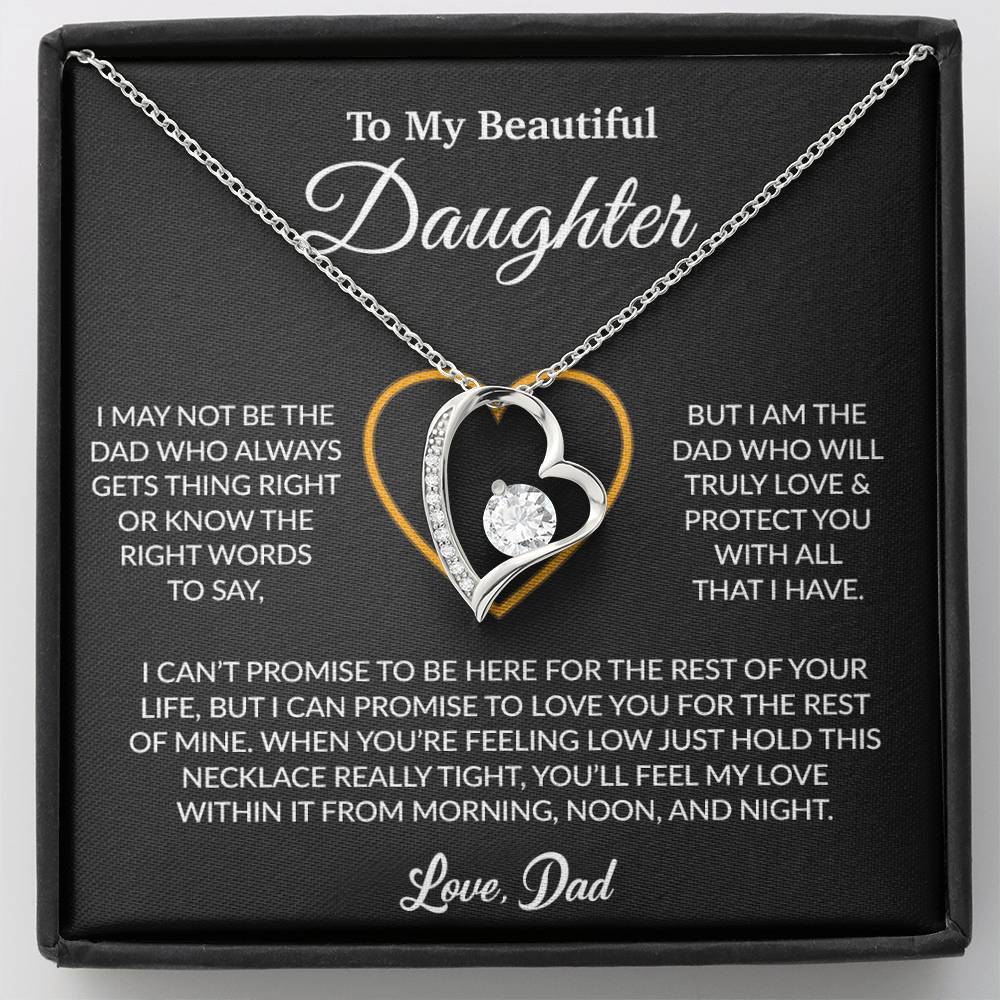 To My Daughter Necklace, Gift for Daughter from Dad, Father Daughter Necklace 13_6_Black