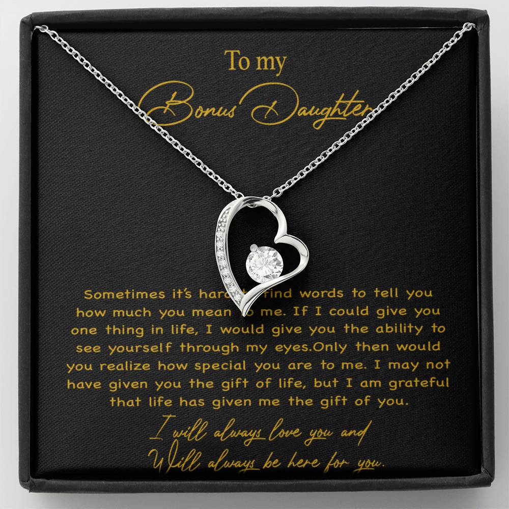 To my Bonus Daughter Necklace, Bonus Daughter, Step Daughter Gift 4-4_Gold