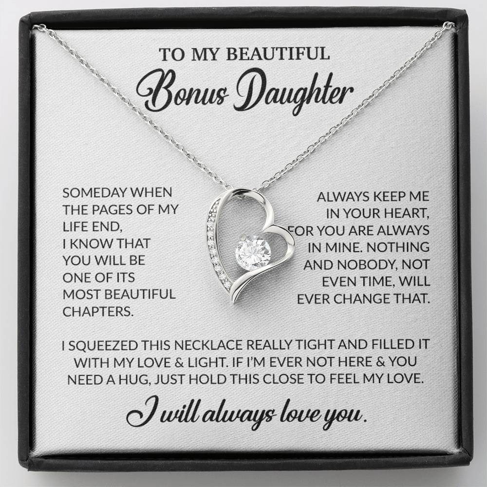 To My Bonus Daughter Necklace, Gift for Bonus Daughter, Step Daughter Birthday 25_11_White