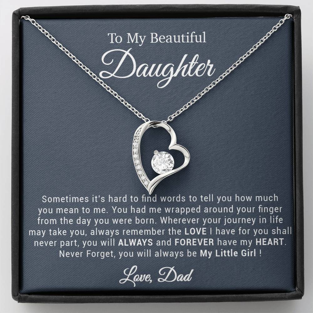 To My Daughter Necklace, Gift for Daughter from Dad, Father Daughter Necklace 20_4_Black