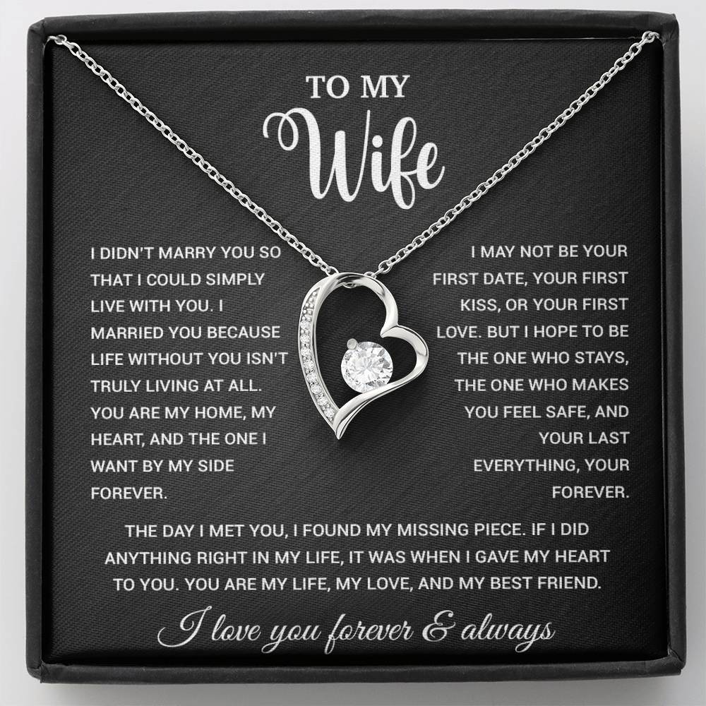 To My Wife Necklace, Gift For Wife, Anniversary Gift For Wife, Necklace For Wife 21_9_Black