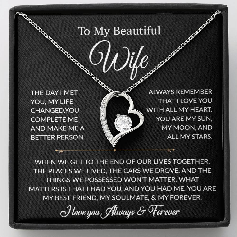 To My Wife Necklace, Gift For Wife, Anniversary Gift For Wife, Necklace For Wife 22_6_Black