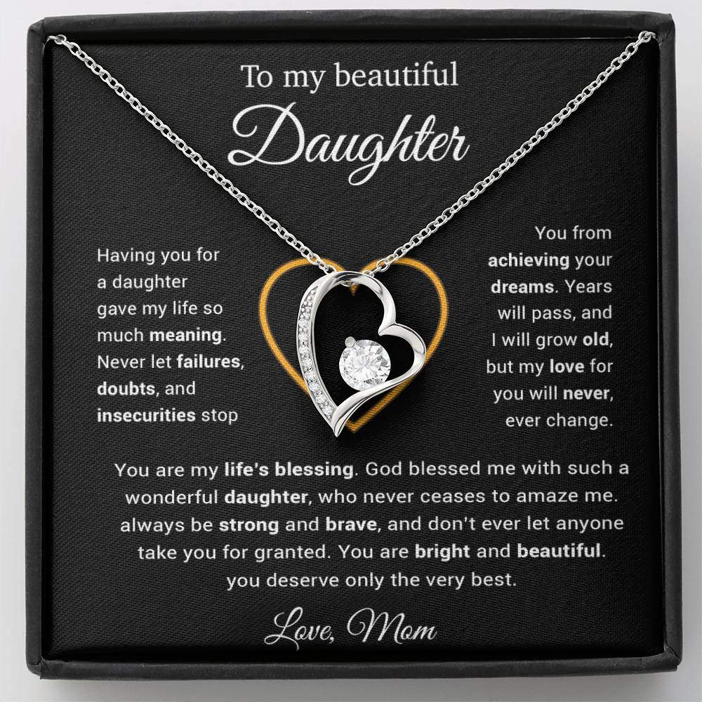 To My Daughter Necklace, Gift for Daughter from Mom, Daughter Mother Necklace 25_3_Black