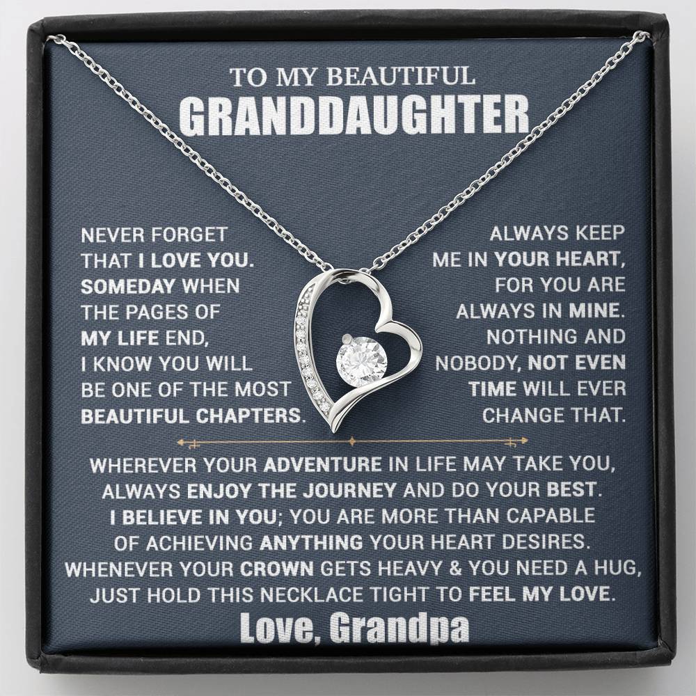 To My Granddaughter Necklace, Granddaughter Gift from Grandpa, Christmas Gift 10_10_Blue