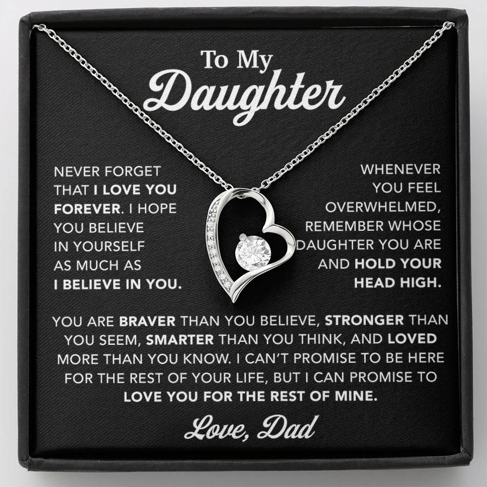 To My Daughter Necklace, Gift for Daughter from Dad, Father Daughter Necklace 26_10_Black